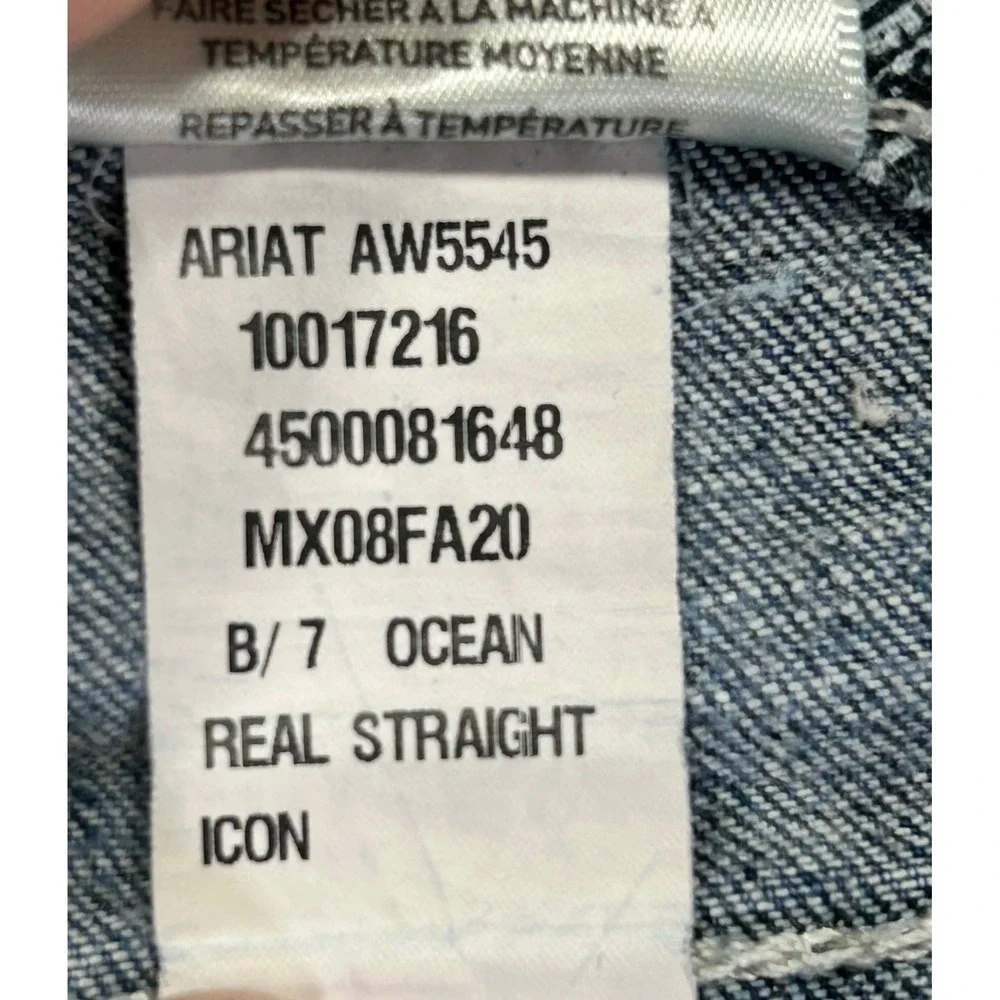 Ariat Men's 32L Denim Jeans Ocean Real Straight Heavy Stitch‎ Western Wear